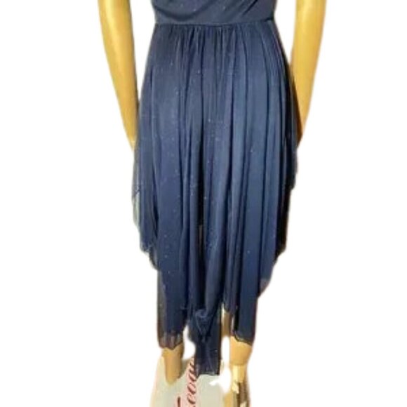 Sequin Hearts High Low Strapless Sequins Waist Navy Prom Homecoming Dress Size 5 - Picture 5 of 6